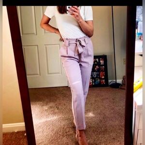 Express Tie Waist Paperbag Trousers Blush Pink Size 12